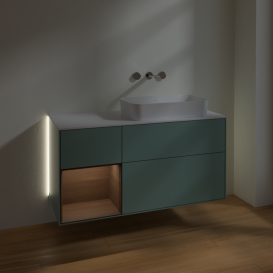 Тумба под раковину Villeroy & Boch Finion 120х50,1 см с подсветкой МДФ оливковый матовый лак/стекло белое матовое G681GNGM
