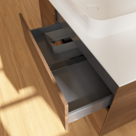 Тумба под раковину Villeroy & Boch Finion 120х50,1 см с подсветкой МДФ шпон грецкого ореха/стекло белое матовое F701GNGN