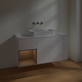 Тумба под раковину Villeroy & Boch Finion 120х50,1 см с подсветкой МДФ белый матовый лак/стекло белое матовое F701GNMT