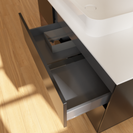 Тумба під раковину Villeroy & Boch Finion 120х50,1 см із підсвічуванням МДФ чорний матовий лак/скло біле матове F701GNPD