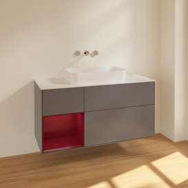 Тумба под раковину Villeroy & Boch Finion 120х50,1 см с подсветкой МДФ антрацит матовый лак/стекло белое матовое F701HBGK