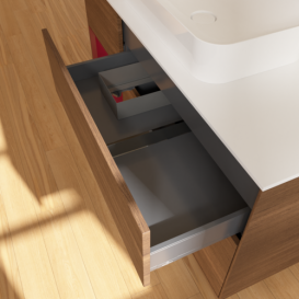 Тумба под раковину Villeroy & Boch Finion 120х50,1 см с подсветкой МДФ шпон грецкого ореха/стекло белое матовое F701HBGN