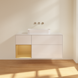 Тумба под раковину Villeroy & Boch Finion 120х50,1 см с подсветкой МДФ глянцевый белый лак/стекло белое матовое F701HFGF