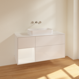 Тумба під раковину Villeroy & Boch Finion 120х50,1 см з підсвіткою МДФ білий глянцевий лак/скло біле матове F701MTGF