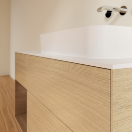 Тумба под раковину Villeroy & Boch Finion 120х50,1 см с подсветкой МДФ шпон дуба/стекло белое матовое G681GNPC