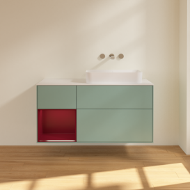 Тумба под раковину Villeroy & Boch Finion 120х50,1 см с подсветкой МДФ оливковый матовый лак/стекло белое матовое G681HBGM