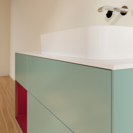 Тумба под раковину Villeroy & Boch Finion 120х50,1 см с подсветкой МДФ оливковый матовый лак/стекло белое матовое G681HBGM