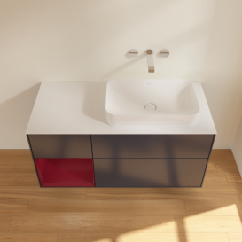 Тумба под раковину Villeroy & Boch Finion 120х50,1 см с подсветкой МДФ темно-синий матовый лак/стекло белое матовое G681HBHG