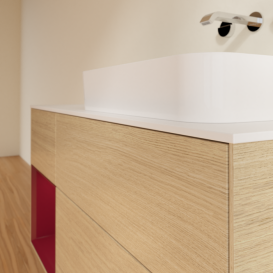 Тумба под раковину Villeroy & Boch Finion 120х50,1 см с подсветкой МДФ шпон дуба/стекло белое матовое G681HBPC