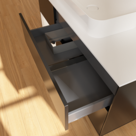 Тумба под раковину Villeroy & Boch Finion 120х50,1 см с подсветкой МДФ черный матовый лак/стекло белое матовое F701MTPD