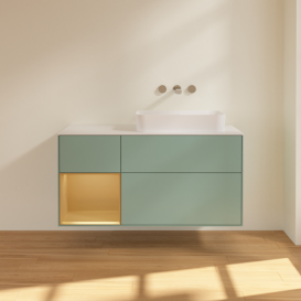 Тумба под раковину Villeroy & Boch Finion 120х50,1 см с подсветкой МДФ оливковый матовый лак/стекло белое матовое G681HFGM