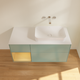 Тумба под раковину Villeroy & Boch Finion 120х50,1 см с подсветкой МДФ оливковый матовый лак/стекло белое матовое G681HFGM