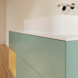 Тумба под раковину Villeroy & Boch Finion 120х50,1 см с подсветкой МДФ оливковый матовый лак/стекло белое матовое G681HFGM