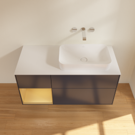 Тумба под раковину Villeroy & Boch Finion 120х50,1 см с подсветкой МДФ темно-синий матовый лак/стекло белое матовое G681HFHG