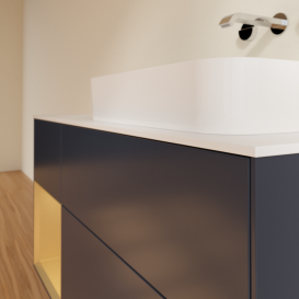 Тумба под раковину Villeroy & Boch Finion 120х50,1 см с подсветкой МДФ темно-синий матовый лак/стекло белое матовое G681HFHG