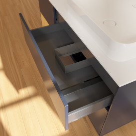 Тумба под раковину Villeroy & Boch Finion 120х50,1 см с подсветкой МДФ темно-синий матовый лак/стекло белое матовое G681HFHG