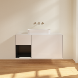 Тумба под раковину Villeroy & Boch Finion 120х50,1 см с подсветкой МДФ глянцевый белый лак/стекло белое матовое F701PDGF