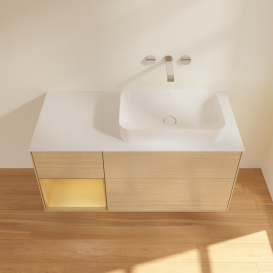 Тумба под раковину Villeroy & Boch Finion 120х50,1 см с подсветкой МДФ шпон дуба/стекло белое матовое G681HFPC