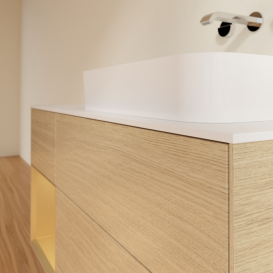 Тумба под раковину Villeroy & Boch Finion 120х50,1 см с подсветкой МДФ шпон дуба/стекло белое матовое G681HFPC