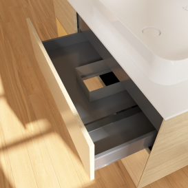 Тумба под раковину Villeroy & Boch Finion 120х50,1 см с подсветкой МДФ шпон дуба/стекло белое матовое G681HFPC