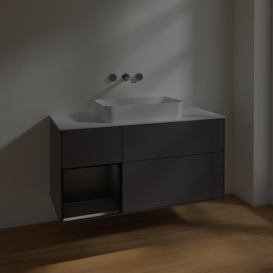 Тумба под раковину Villeroy & Boch Finion 120х50,1 см с подсветкой МДФ антрацит матовый лак/стекло белое матовое F701PDGK