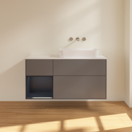 Тумба под раковину Villeroy & Boch Finion 120х50,1 см с подсветкой МДФ антрацит матовый лак/стекло белое матовое G681HGGK