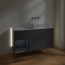 Тумба под раковину Villeroy & Boch Finion 120х50,1 см с подсветкой МДФ антрацит матовый лак/стекло белое матовое G681HGGK