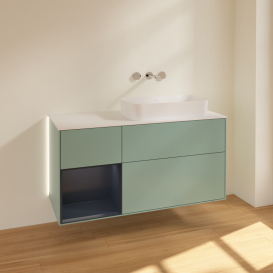 Тумба под раковину Villeroy & Boch Finion 120х50,1 см с подсветкой МДФ оливковый матовый лак/стекло белое матовое G681HGGM