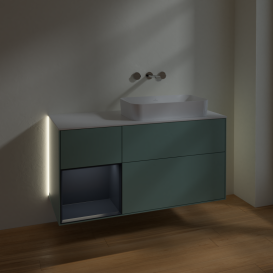 Тумба под раковину Villeroy & Boch Finion 120х50,1 см с подсветкой МДФ оливковый матовый лак/стекло белое матовое G681HGGM