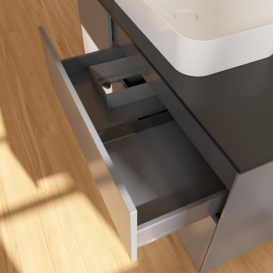 Тумба під раковину Villeroy & Boch Finion 120х50,1 см з підсвічуванням антрацит матовий лак/скло чорне матове F702GFGK