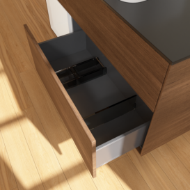 Тумба под раковину Villeroy & Boch Finion 120х50,1 см с подсветкой МДФ шпон грецкого ореха/стекло черное матовое F702GFGN