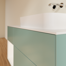 Тумба под раковину Villeroy & Boch Finion 120х50,1 см с подсветкой МДФ оливковый матовый лак/стекло белое матовое G681MTGM