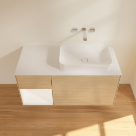 Тумба під раковину Villeroy & Boch Finion 120х50,1 см із підсвічуванням МДФ шпон дуба/скло біле матове G681MTPC