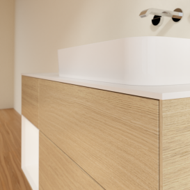 Тумба під раковину Villeroy & Boch Finion 120х50,1 см із підсвічуванням МДФ шпон дуба/скло біле матове G681MTPC