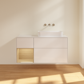 Тумба под раковину Villeroy & Boch Finion 120х50,1 см с подсветкой МДФ глянцевый белый лак/стекло белое матовое G681PCGF