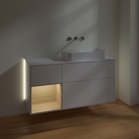 Тумба под раковину Villeroy & Boch Finion 120х50,1 см с подсветкой МДФ глянцевый белый лак/стекло белое матовое G681PCGF