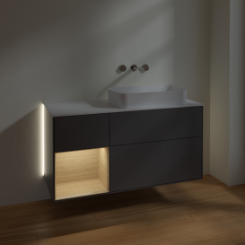 Тумба под раковину Villeroy & Boch Finion 120х50,1 см с подсветкой МДФ антрацит матовый лак/стекло белое матовое G681PCGK