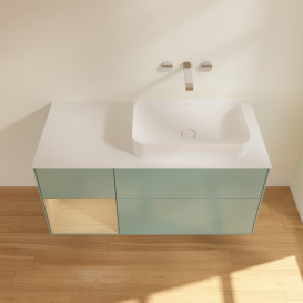 Тумба під раковину Villeroy & Boch Finion 120х50,1 см із підсвічуванням МДФ оливковий матовий лак/скло біле матове G681PCGM