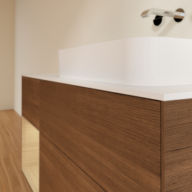 Тумба под раковину Villeroy & Boch Finion 120х50,1 см с подсветкой МДФ шпон грецкого ореха/стекло белое матовое G681PCGN