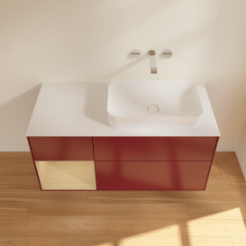 Тумба под раковину Villeroy & Boch Finion 120х50,1 см с подсветкой МДФ пион матовый лак/стекло белое матовое G681PCHB