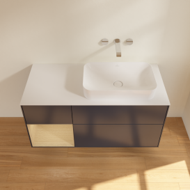 Тумба под раковину Villeroy & Boch Finion 120х50,1 см с подсветкой МДФ темно-синий матовый лак/стекло белое матовое G681PCHG