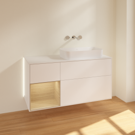 Тумба под раковину Villeroy & Boch Finion 120х50,1 см с подсветкой МДФ белый матовый лак/стекло белое матовое G681PCMT