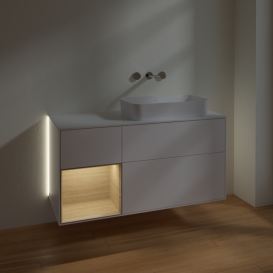 Тумба под раковину Villeroy & Boch Finion 120х50,1 см с подсветкой МДФ белый матовый лак/стекло белое матовое G681PCMT