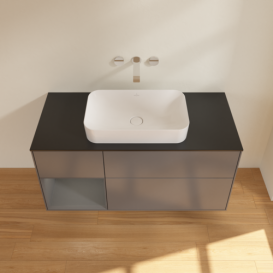 Тумба под раковину Villeroy & Boch Finion 120х50,1 см с подсветкой МДФ антрацит матовый лак/стекло черное матовое F702GKGK