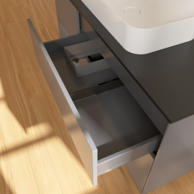 Тумба под раковину Villeroy & Boch Finion 120х50,1 см с подсветкой МДФ антрацит матовый лак/стекло черное матовое F702GKGK