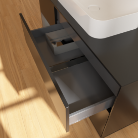 Тумба под раковину Villeroy & Boch Finion 120х50,1 см с подсветкой МДФ черный матовый лак/стекло черное матовое F702GKPD