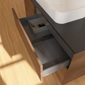 Тумба под раковину Villeroy & Boch Finion 120х50,1 см с подсветкой МДФ шпон грецкого ореха/стекло черное матовое F702GNGN