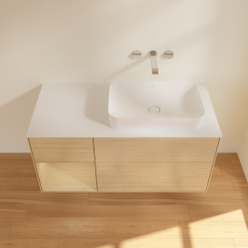 Тумба под раковину Villeroy & Boch Finion 120х50,1 см с подсветкой МДФ шпон дуба/стекло белое матовое G681PCPC