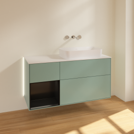 Тумба под раковину Villeroy & Boch Finion 120х50,1 см с подсветкой МДФ оливковый матовый лак/стекло белое матовое G681PDGM