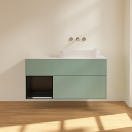 Тумба под раковину Villeroy & Boch Finion 120х50,1 см с подсветкой МДФ оливковый матовый лак/стекло белое матовое G681PDGM